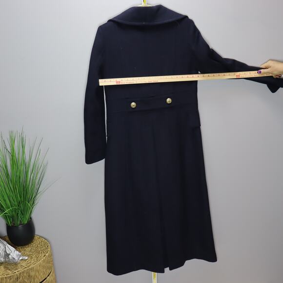 Karl Lagerfeld Paris Wool Blend Long Coat Navy Blue Size Small - Picture 3 of 5